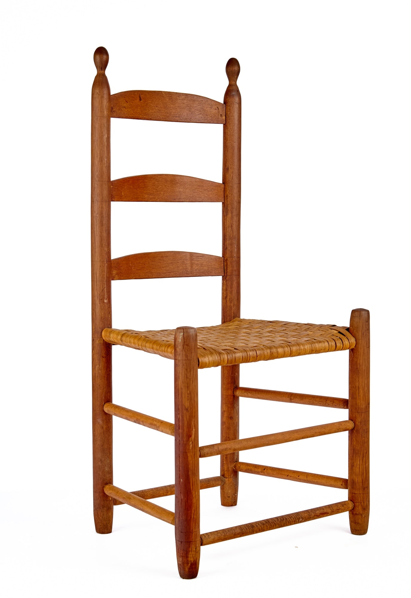 (19thc) SHAKER LADDER BACK SIDE CHAIR with SPLIT ASH SEAT (1 of 8)