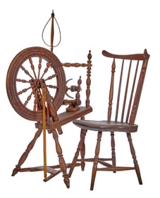 (18th c) WINDSOR CHAIR and a SPINNING WHEEL