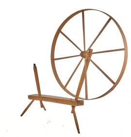 LARGE ANTIQUE PINE SPINNING WHEEL with PROVENANCE