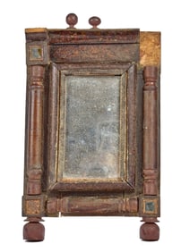 (19th c) DECOUPAGE DECORATED COURTING MIRROR