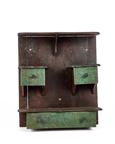 (19th c) COUNTRY PAINTED (3) DRAWER WALL SHELF