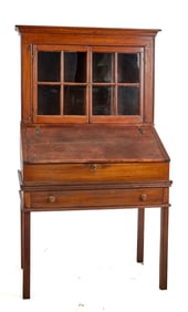 (19th c) COUNTRY SLANT FRONT DESK with BOOKCASE