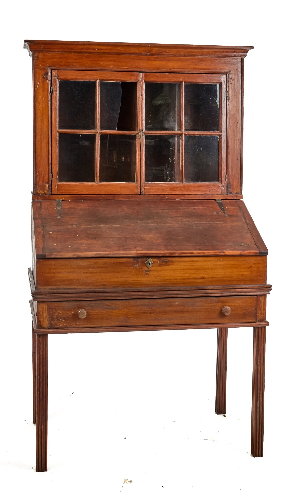 (19th c) COUNTRY SLANT FRONT DESK with BOOKCASE (1 of 11)