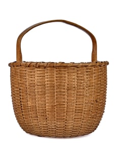 SPLINT WOVEN NANTUCKET BASKET with FIXED HANDLE