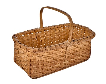SPLIT ASH FIXED HANDLE BASKET with (3) SKIDS
