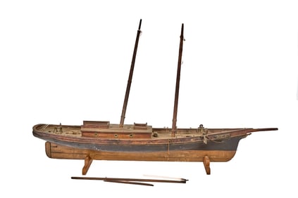 EARLY (20th c) "POST BOY" WOODEN SHIP MODEL