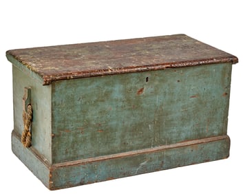 (19th c) PAINTED SIX BOARD SEA CHEST
