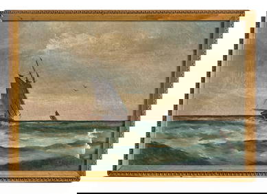 (Early 20th c) OIL on CANVAS of SCHOONERS at SAIL (1 of 9)