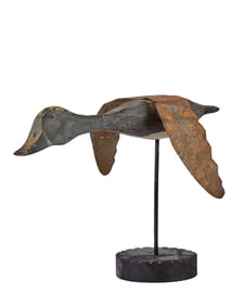 CARVED and PAINTED FOLK ART GOOSE in FLIGHT