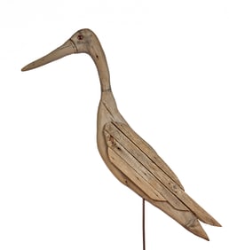 VINTAGE CARVED & ASSEMBLED DRIFT WOOD CRANE