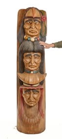 (20th c) CARVED AND PAINTED TOTEM POLE