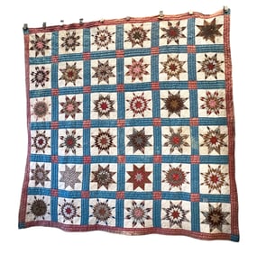 HAND SEWN STAR QUILT with TRAPUNTO QUILTING