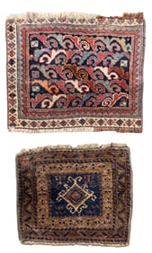 916(2) ANTIQUE HAND WOVEN ORIENTAL SCATTER RUGS
