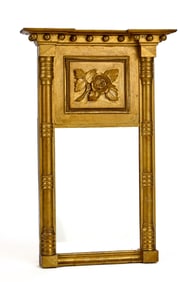 FEDERAL GILT SPLIT COLUMN MIRROR with ROSE TABLET