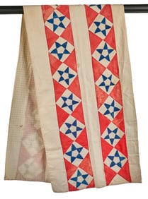 (19th c) PATRIOTIC QUILTED TABLE RUNNER