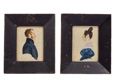 PAIR of (19th c) AMERICAN PORTRAIT MINIATURES