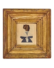 (19th c) SILHOUETTE PORTRAIT MINIATURE with HAIR
