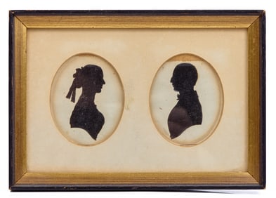 (19th c) DOUBLE SILHOUETTE PORTRAIT