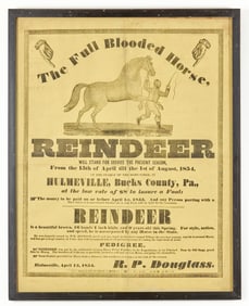 1854 PA "REINDEER" HORSE BREEDING BROADSIDE