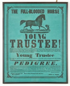 1854 NJ "YOUNG TRUSTEE" HORSE BREEDING BROADSIDE