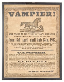 1857 PA "VAMPIER" HORSE BREEDING BROADSIDE