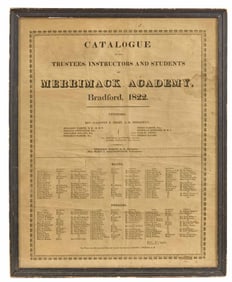 RARE 1822 MERRIMACK ACADEMY BROADSIDE