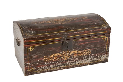 DOME TOP GRAIN-PAINTED CHEST with TOLE STENCILING