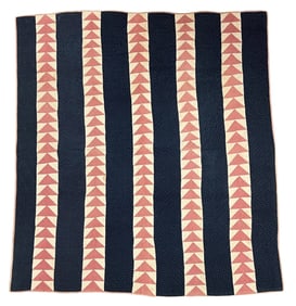 (19th c) HANDSTITCHED FLYING GEESE QUILT