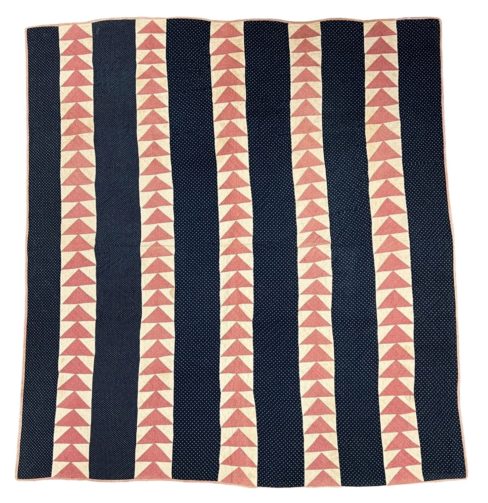 (19th c) HANDSTITCHED FLYING GEESE QUILT (1 of 8)