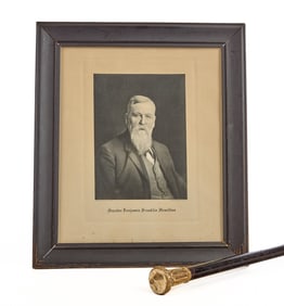 SEN BENJAMIN FRANKLIN HAMILTON CANE & PHOTO