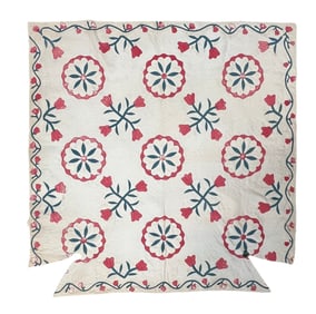 (19th c) HANDMADE FLORAL QUILT