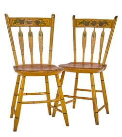 PAIR OF ARROW-BACK SIDE CHAIRS IN YELLOW PAINT