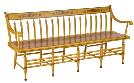 PAINT DECORATED WINDSOR BENCH