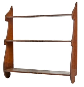 NICELY SCROLLED (19th c) MAHOGANY WALL SHELVES
