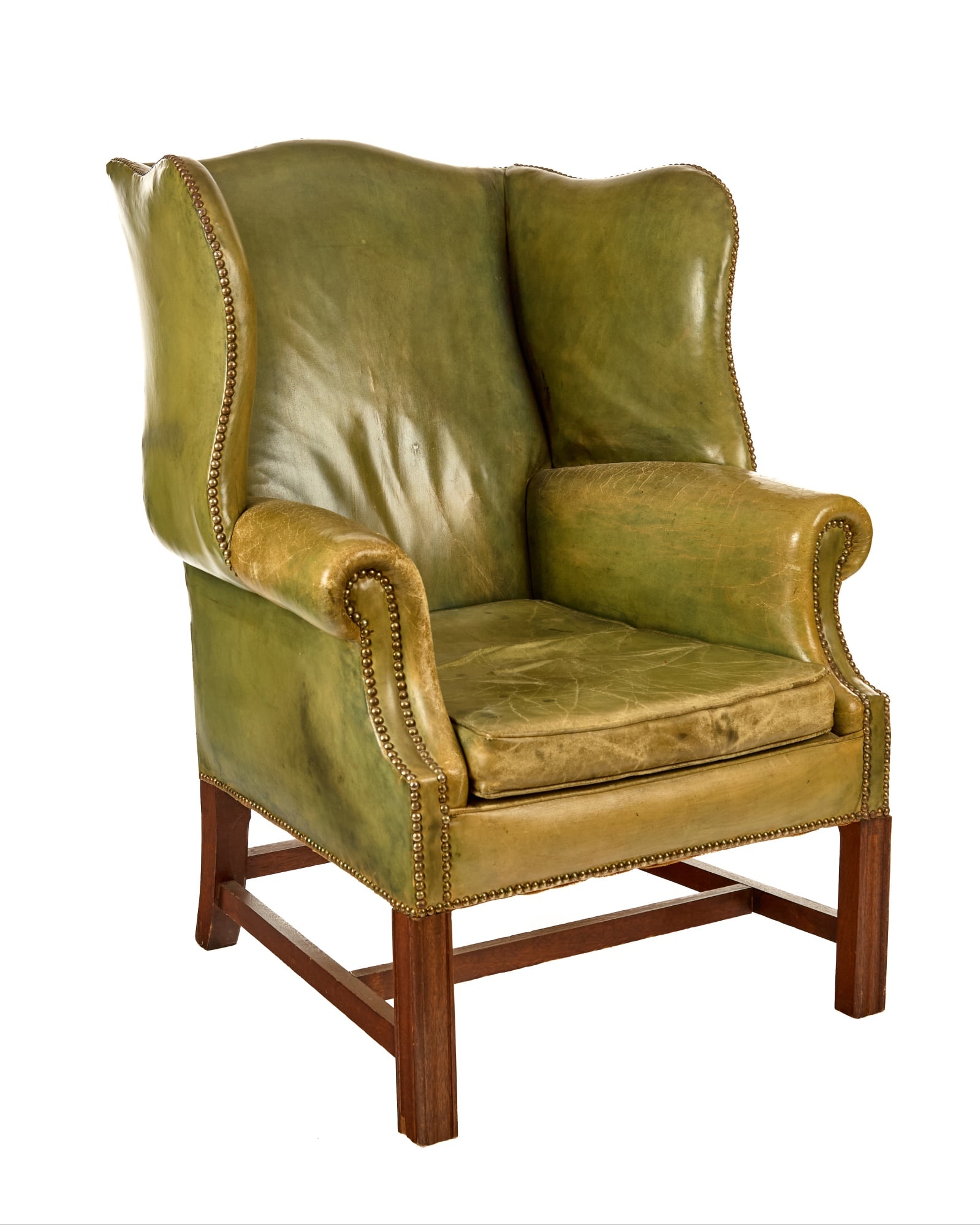 CHIPPENDALE STYLE MAHOGANY LEATHER EASY CHAIR (1 of 8)