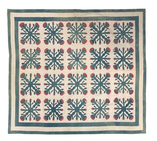 (19th c) HANDMADE FLORAL QUILT