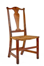 COUNTRY CHIPPENDALE SIDE CHAIR with RUSH SEAT
