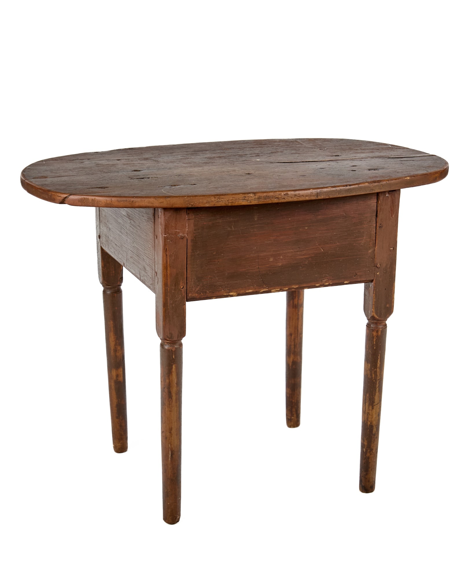 (18th / 19th c) OVAL TOP TAP TABLE in BROWN PAINT (1 of 6)