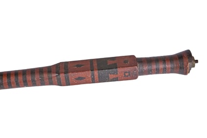 (19th c) EBONY & MAHOGANY WALKING STICK