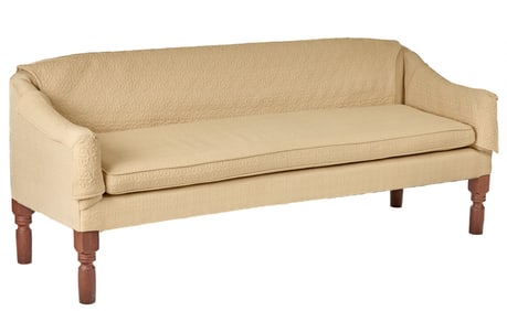(19thc) SOFA with TURNED MAPLE LEGS in BROWN PAINT