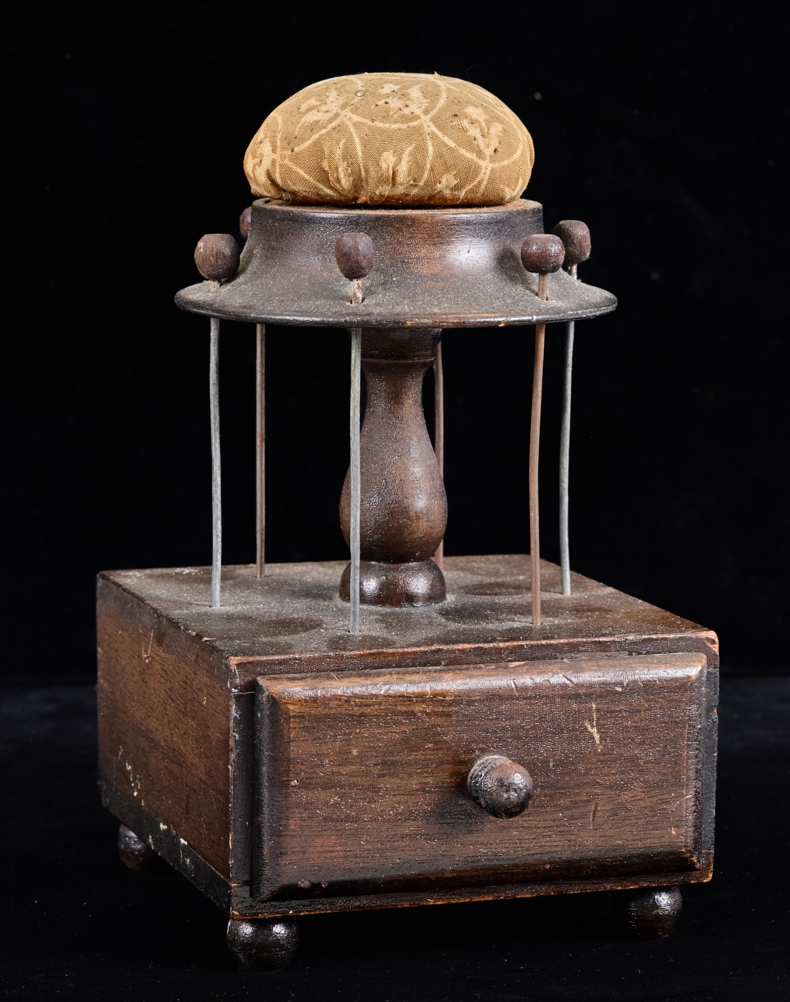 (19th c) PIN CUSHION / SPOOL CADDY (1 of 7)