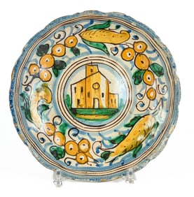 (19th c) HAND PAINTED IBERIAN FAIENCE TAZA