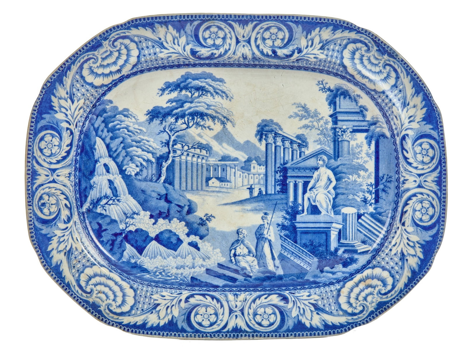 ROGERS BLUE AND WHITE TRANSFERWARE PLATTER (1 of 6)