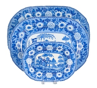 (3) MATCHING CHINESE EXPORT TRANSFERWARE PLATTERS