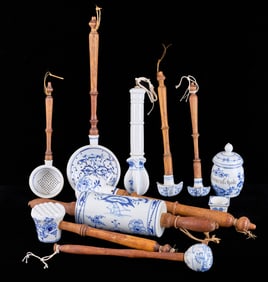 GROUP of MEISSEN BLUE ONION KITCHEN UTENSILS