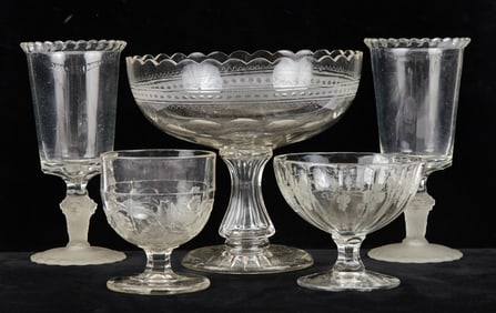 GROUP of EARLY AMERICAN PRESSED GLASS