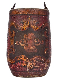 (Early 19th c) PAINT DECORATED LEATHER FIRE BUCKET