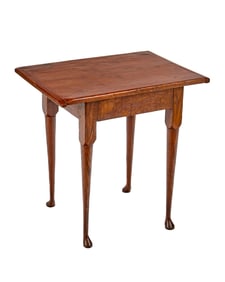 (18th c) HEART PINE and OAK TAP TABLE