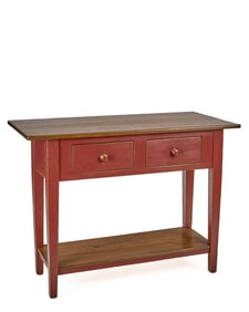 CUSTOM MADE TWO DRAWER KITCHEN STAND in RED PAINT
