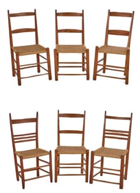 Six (19th c) CANADIAN SUGAR SHACK MAPLE CHAIRS